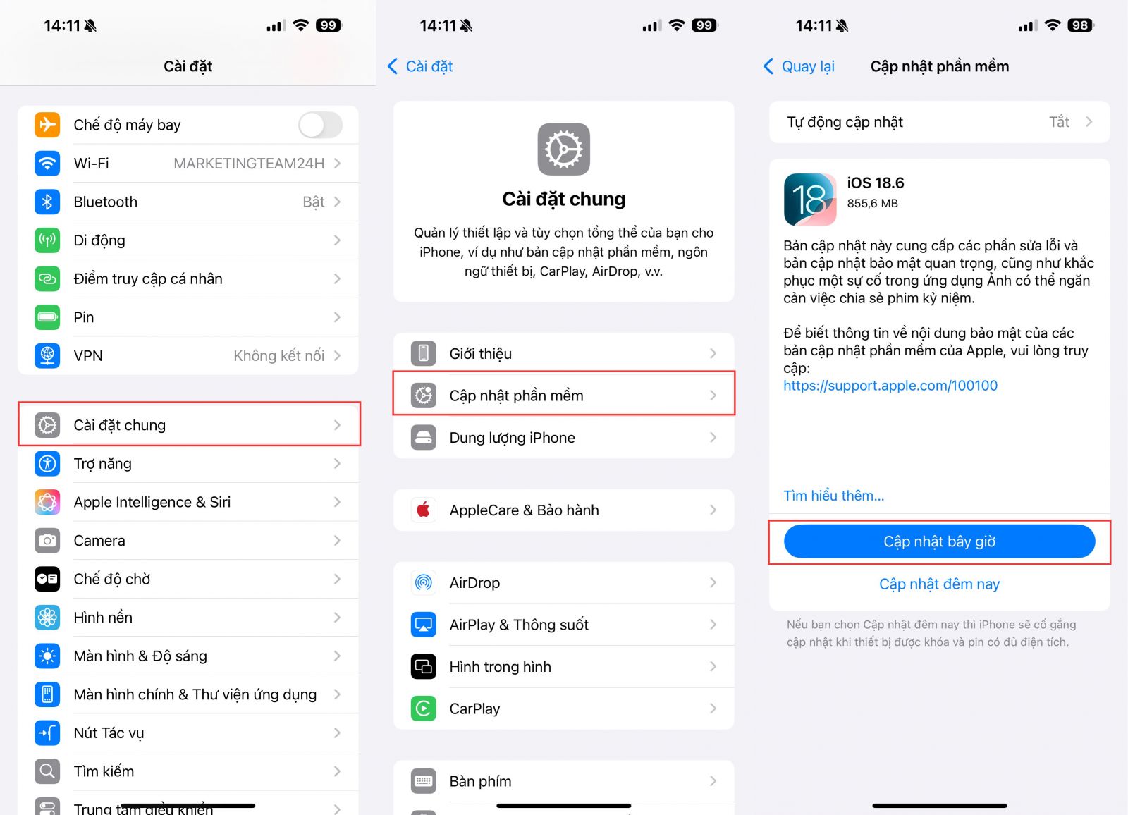 7. Hướng dẫn cách cập nhật iOS 18.6