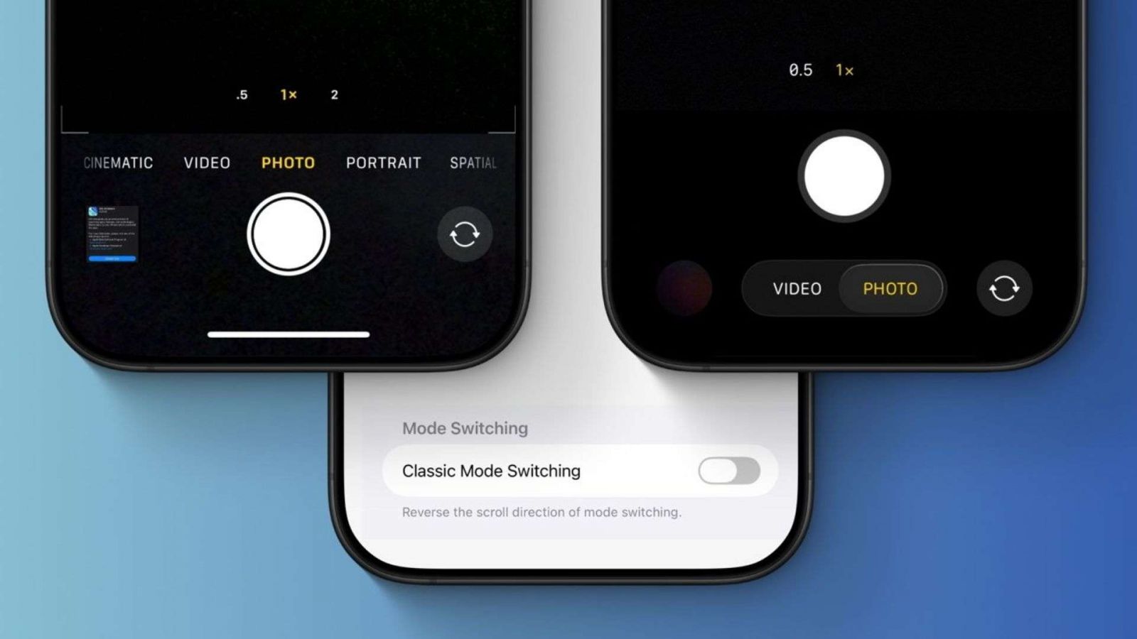1.2. Camera có tùy chọn vuốt “Classic Mode”