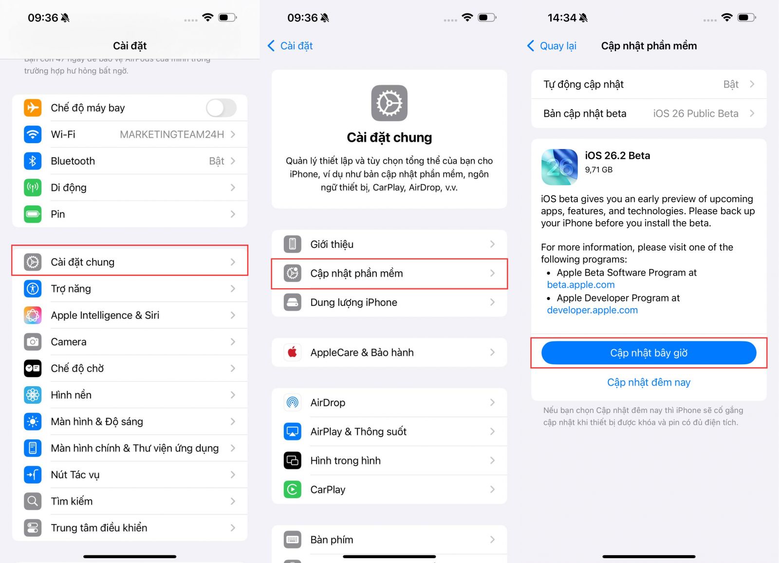 3. Cách cập nhật iOS 26.2 beta