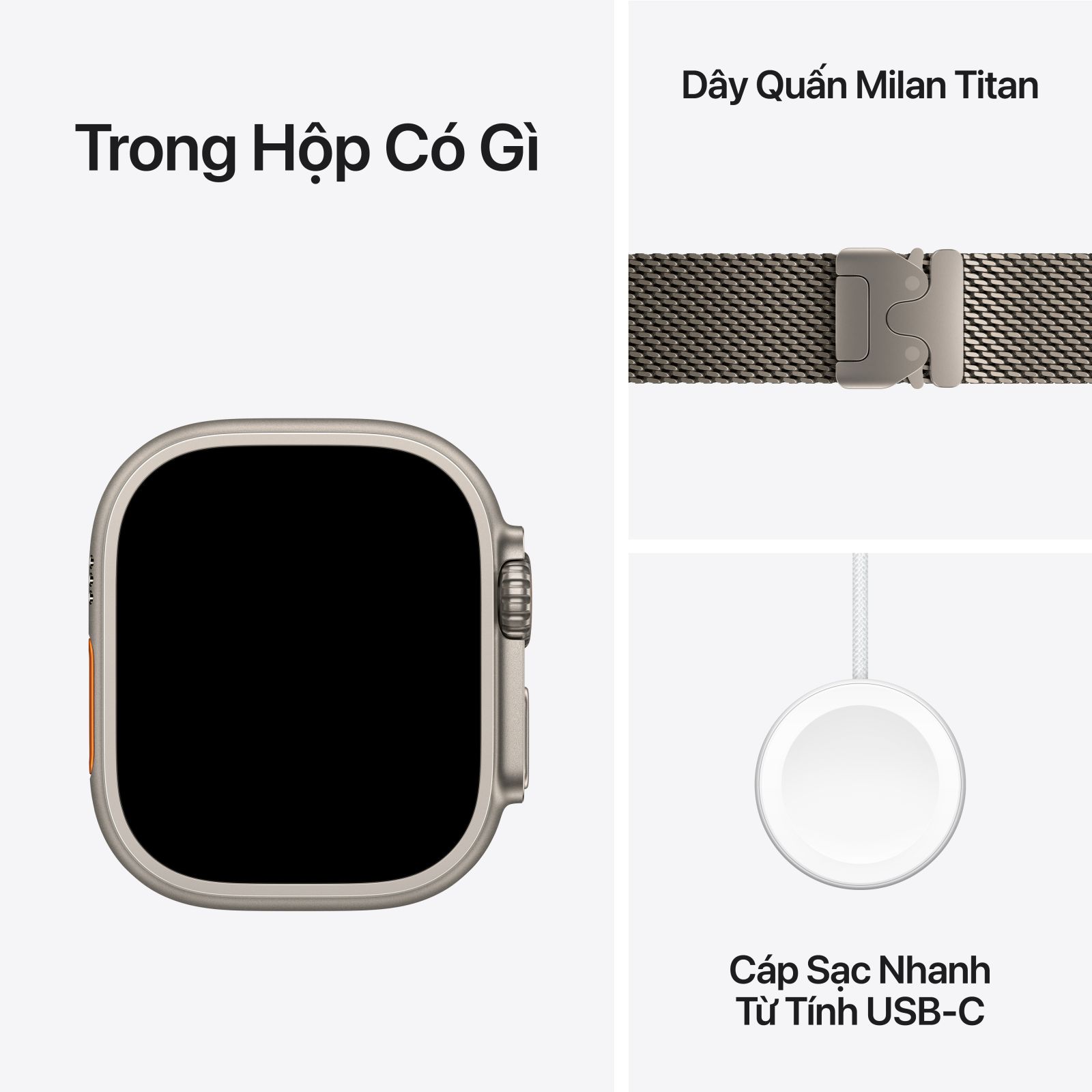 Apple Watch Ultra 3 2025 49mm LTE - Viền Titan dây Milanese Small