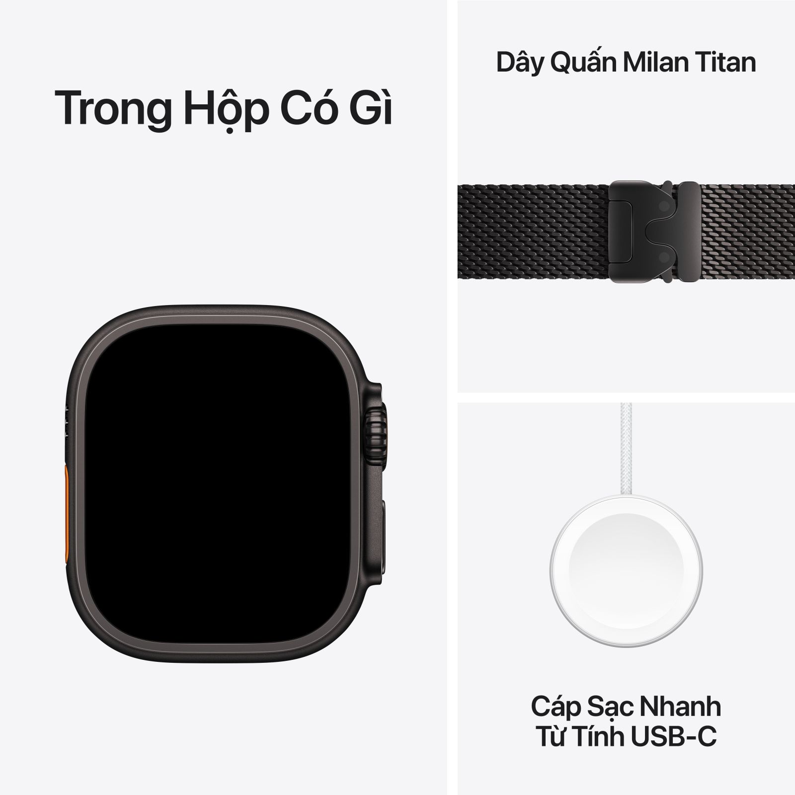 Apple Watch Ultra 3 2025 49mm LTE - Viền Titan dây Milanese Small