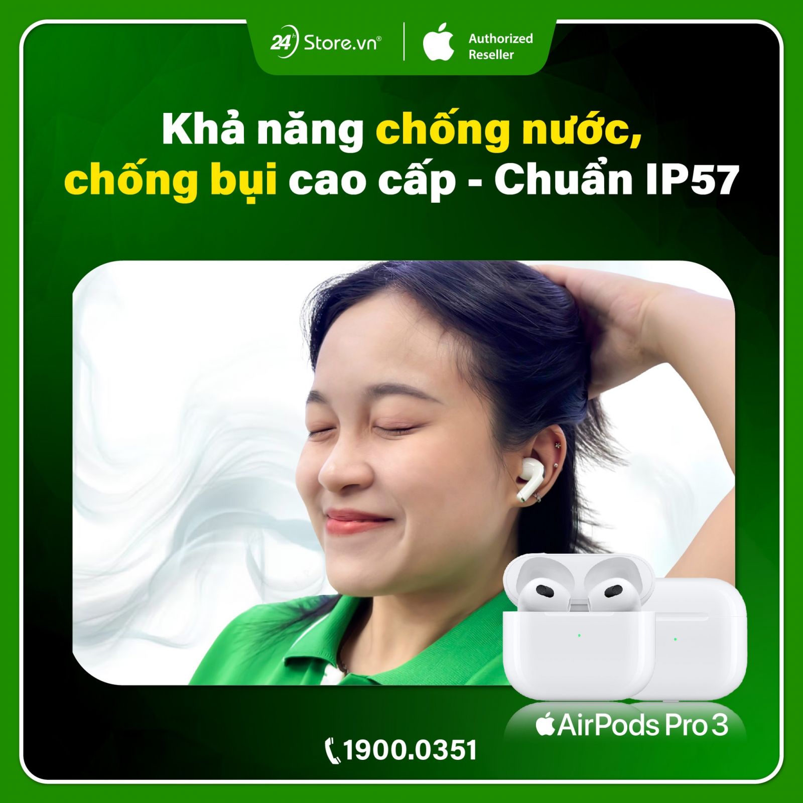 5.8. Chuẩn kháng bụi, nước IP57 trên Tai nghe Apple AirPods Pro 3 2025 Magsafe USB-C Cũ chính hãng
