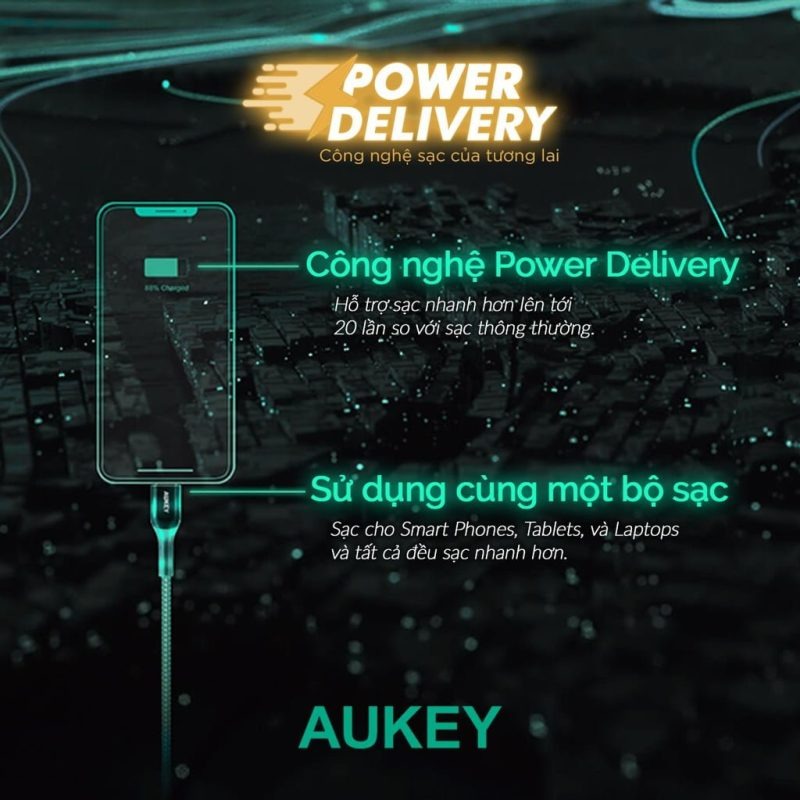 Cáp sạc Aukey USB-C to Lightning MFi CB-CL5 1.2M
