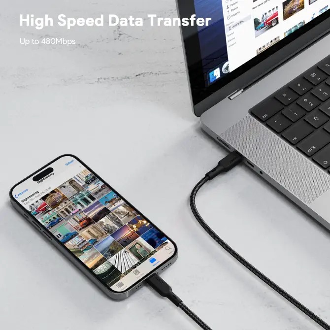 Cáp sạc Aukey USB-C to Lightning MFi CB-CL5 1.2M