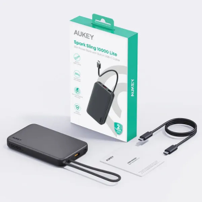 Sạc dự phòng Aukey PB-Y53 Spark Sling 10000mAh 15W kèm cáp USB-C