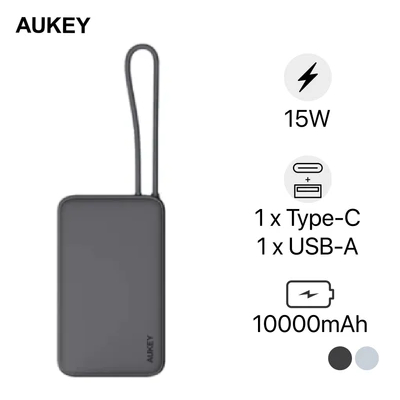 Sạc dự phòng Aukey PB-Y53 Spark Sling 10000mAh 15W kèm cáp USB-C