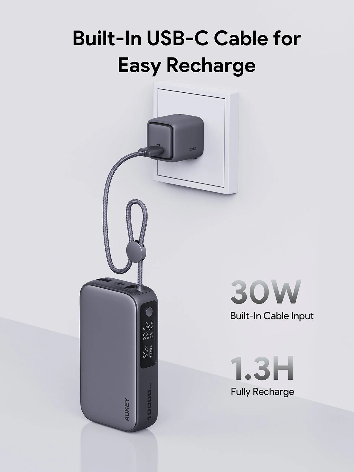 Sạc dự phòng Aukey PB-Y47 10000mAh 30W kèm cáp USB-C