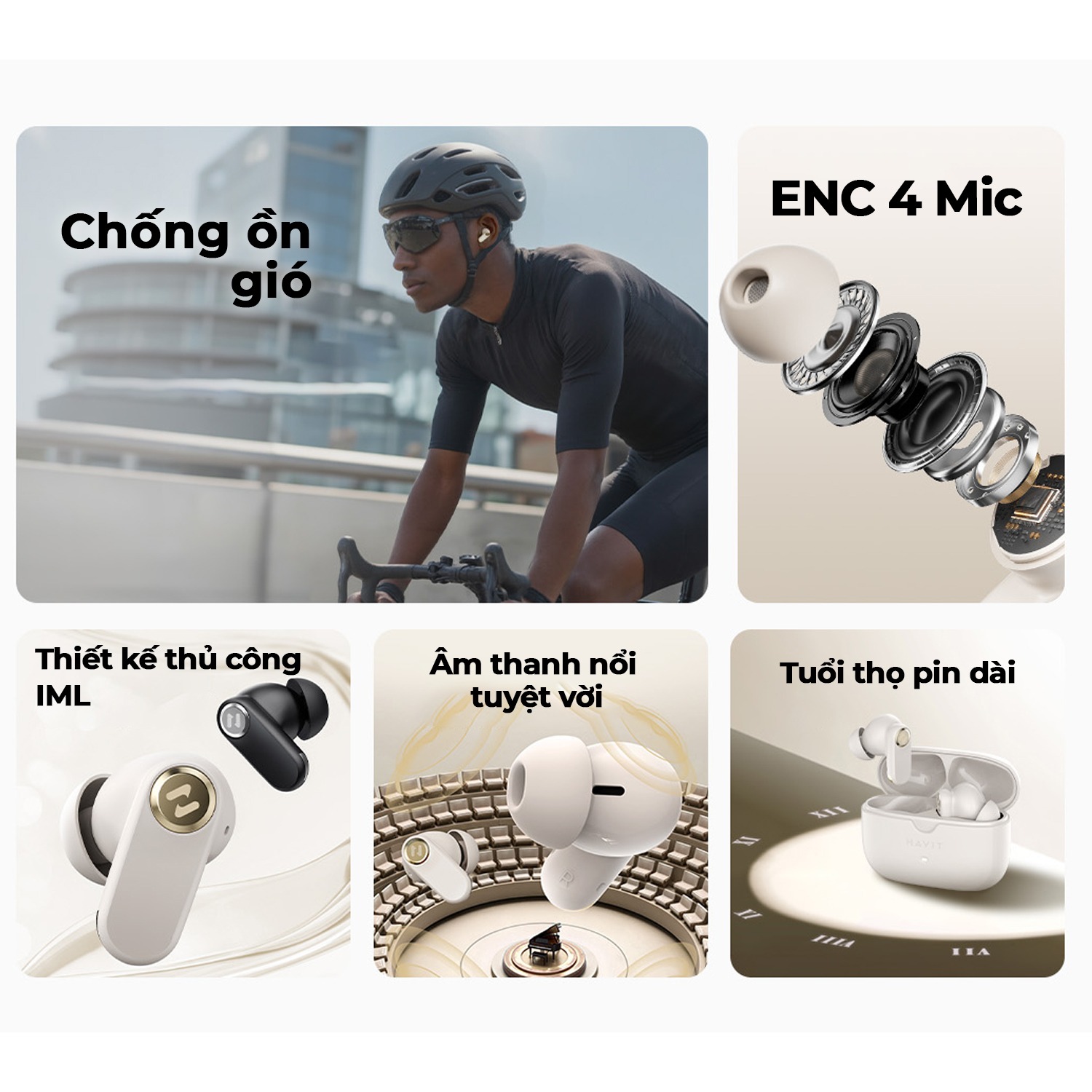 Tai nghe Bluetooth True Wireless Havit TW992 - ANC