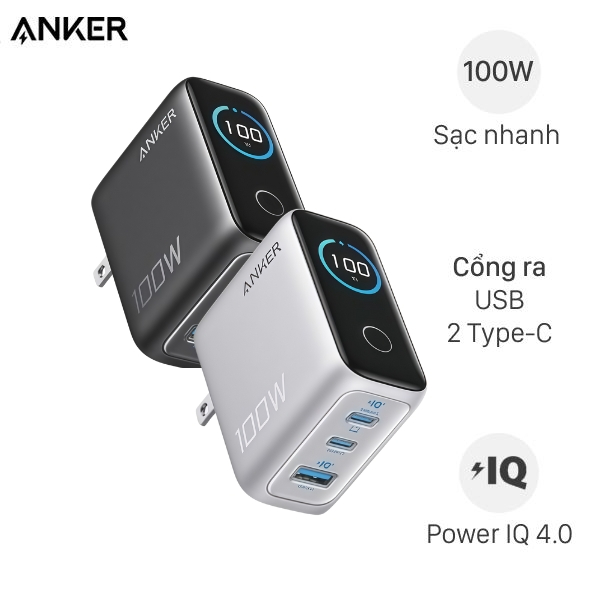 Sạc Anker 2C1A 100W có màn hình LED kèm cáp USB-C B121B 3