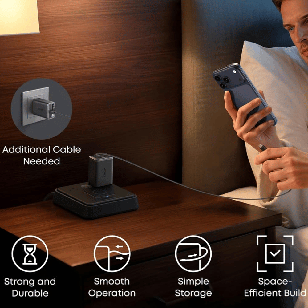 Sạc Anker Nano 1C 35W tích hợp cáp USB-C rút gọn A2658 3