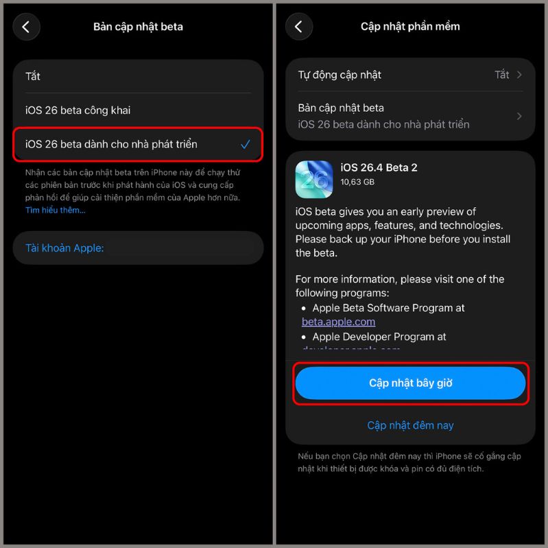 Hướng dẫn cập nhật iOS 26.4 Beta 2 chi tiết