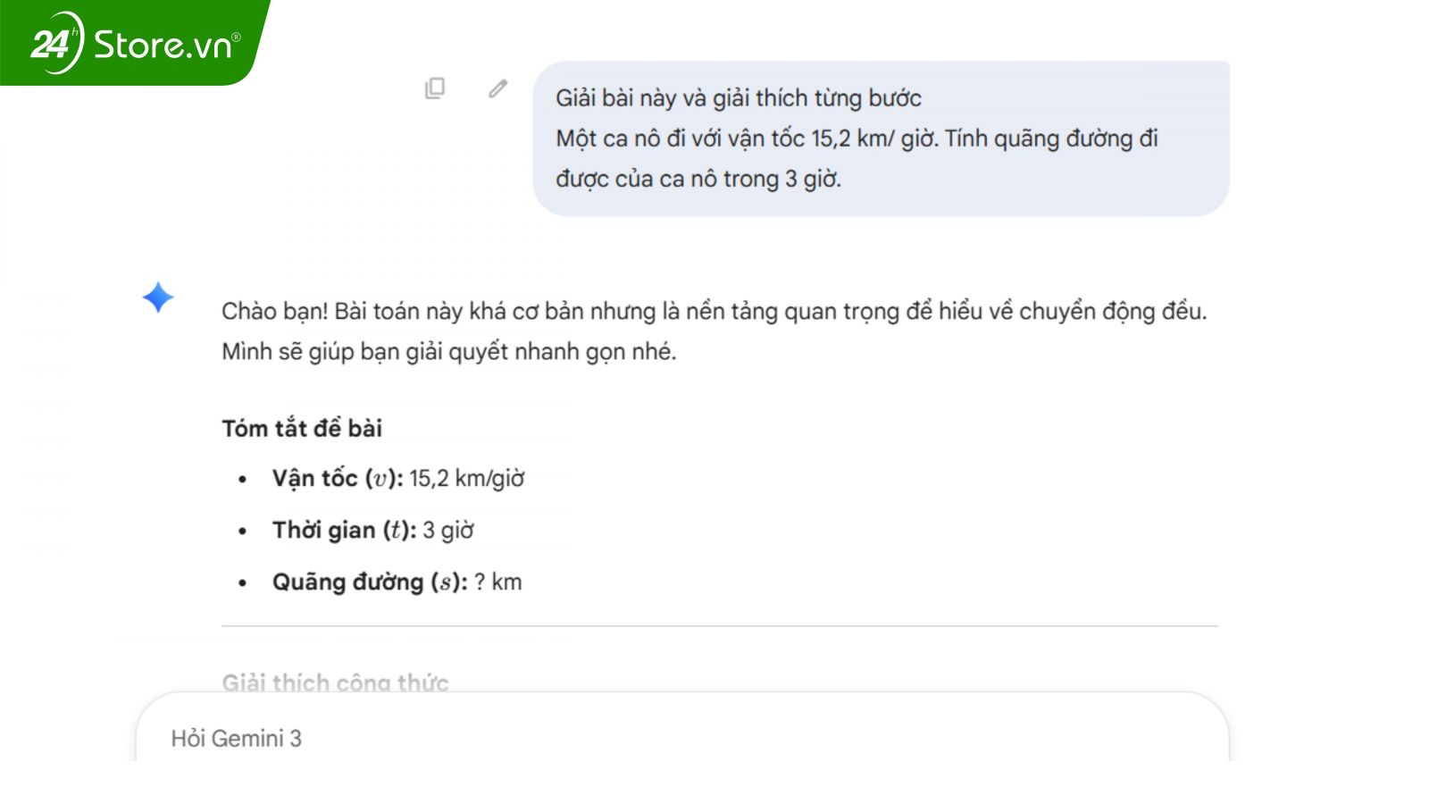Gemini giải thích bài tập theo từng bước