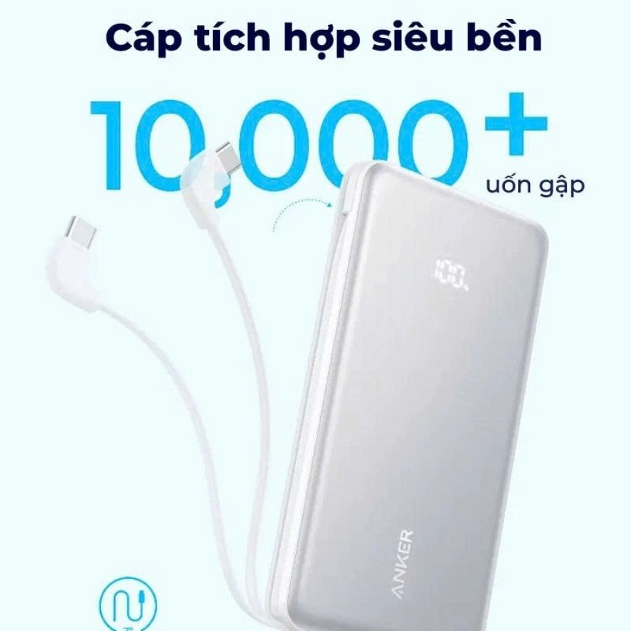 Sạc dự phòng Anker 20000mAh 22.5W tích hợp cáp USB-C A110E 3