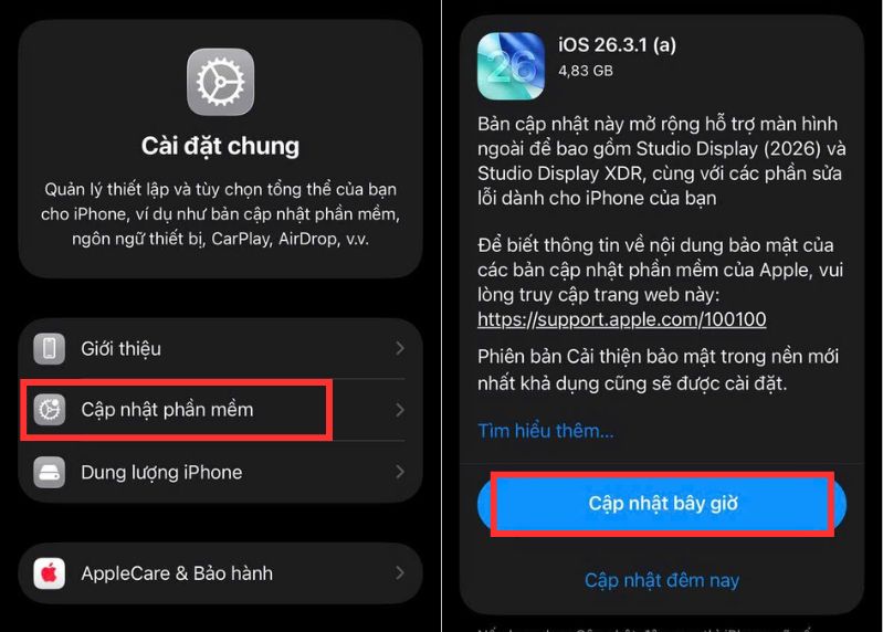 Hướng dẫn chi tiết cập nhật iOS 26.3.1(a)