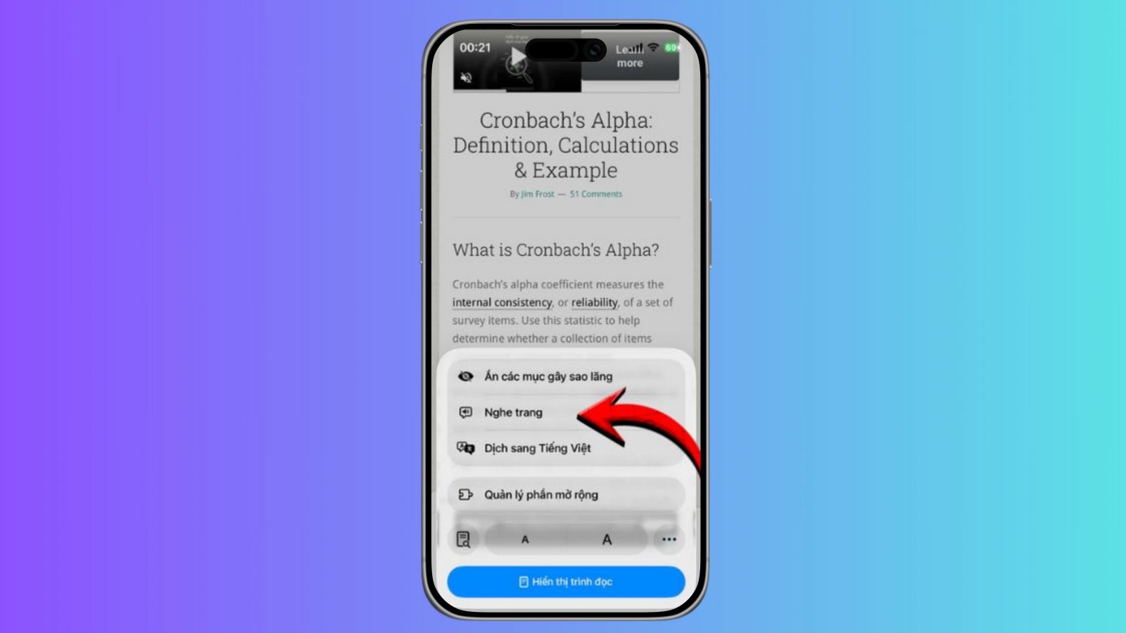 Bước 3: Kích hoạt tính năng Nghe trang.