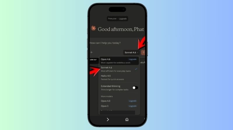 Bước 5: Chọn phiên bản Sonnet 4.6 và bắt đầu sử dụng.