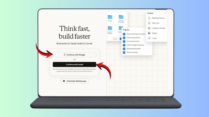 Bước 1: Truy cập trang Claude và đăng nhập bằng Google hoặc email.