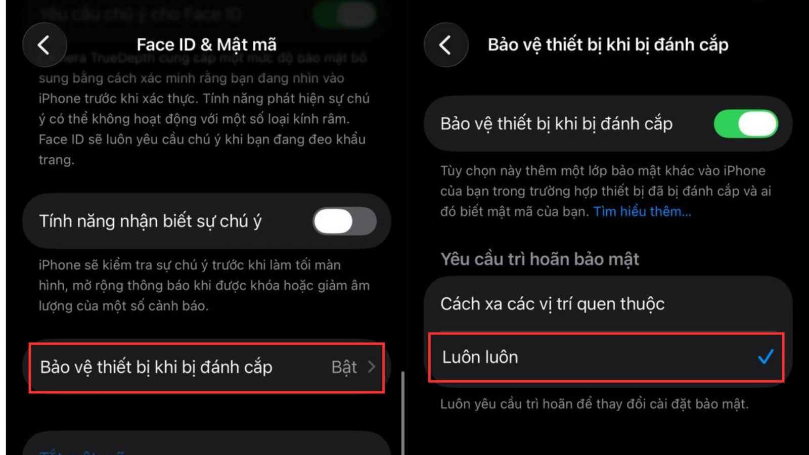 Một số lưu ý khi dùng Bảo vệ thiết bị khi bị đánh cắp trên iOS 26.4