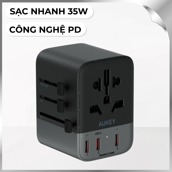 Củ sạc đa năng Aukey PA-TA07A PD35W nhiều cổng 2