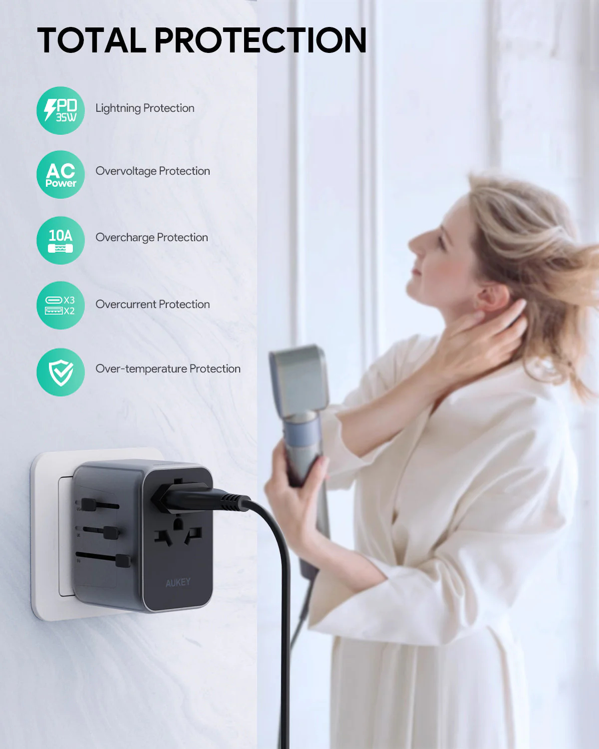 Củ sạc đa năng Aukey PA-TA07A PD35W nhiều cổng 5