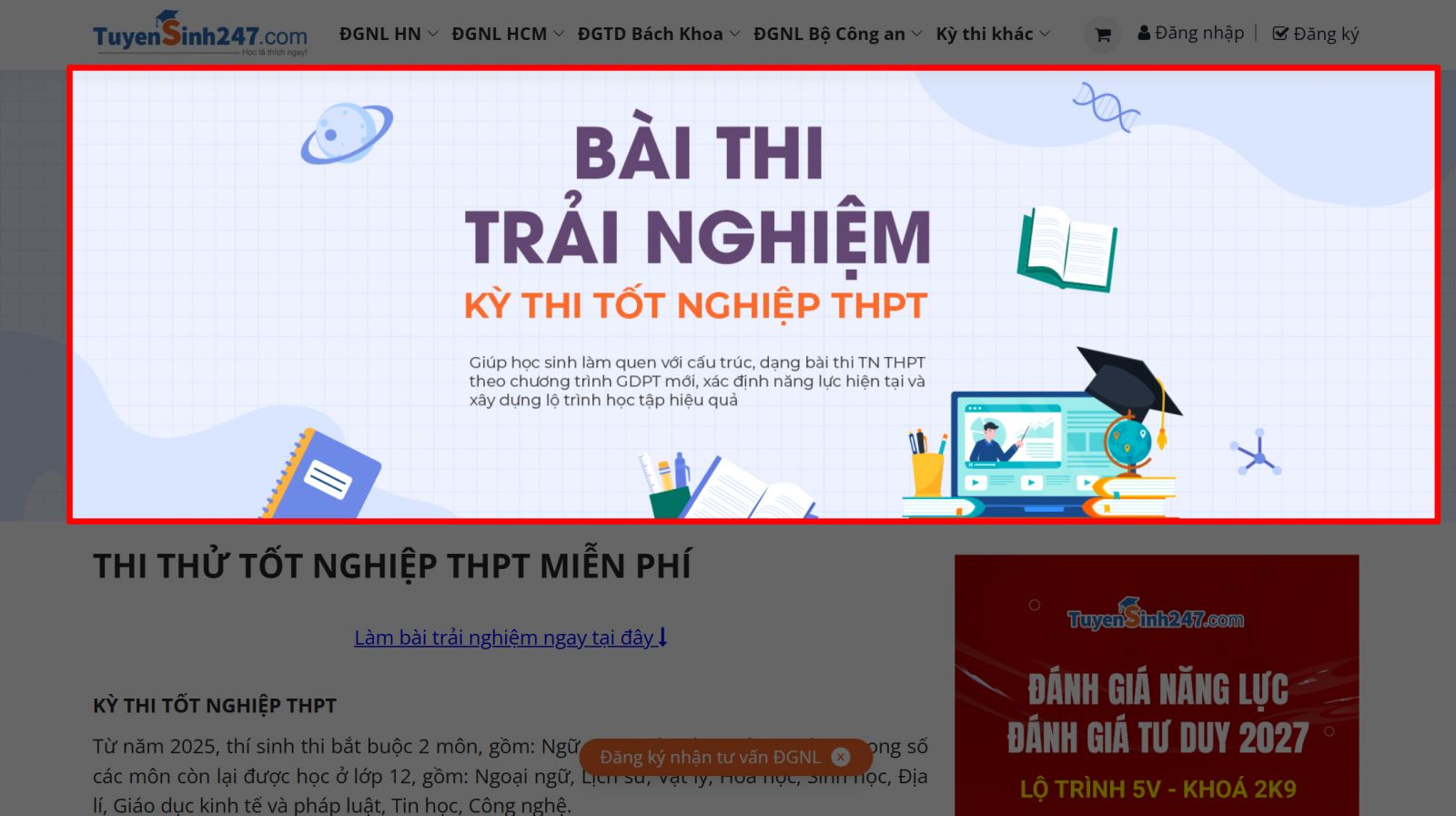Web thi thử THPT Quốc gia 2026 miễn phí