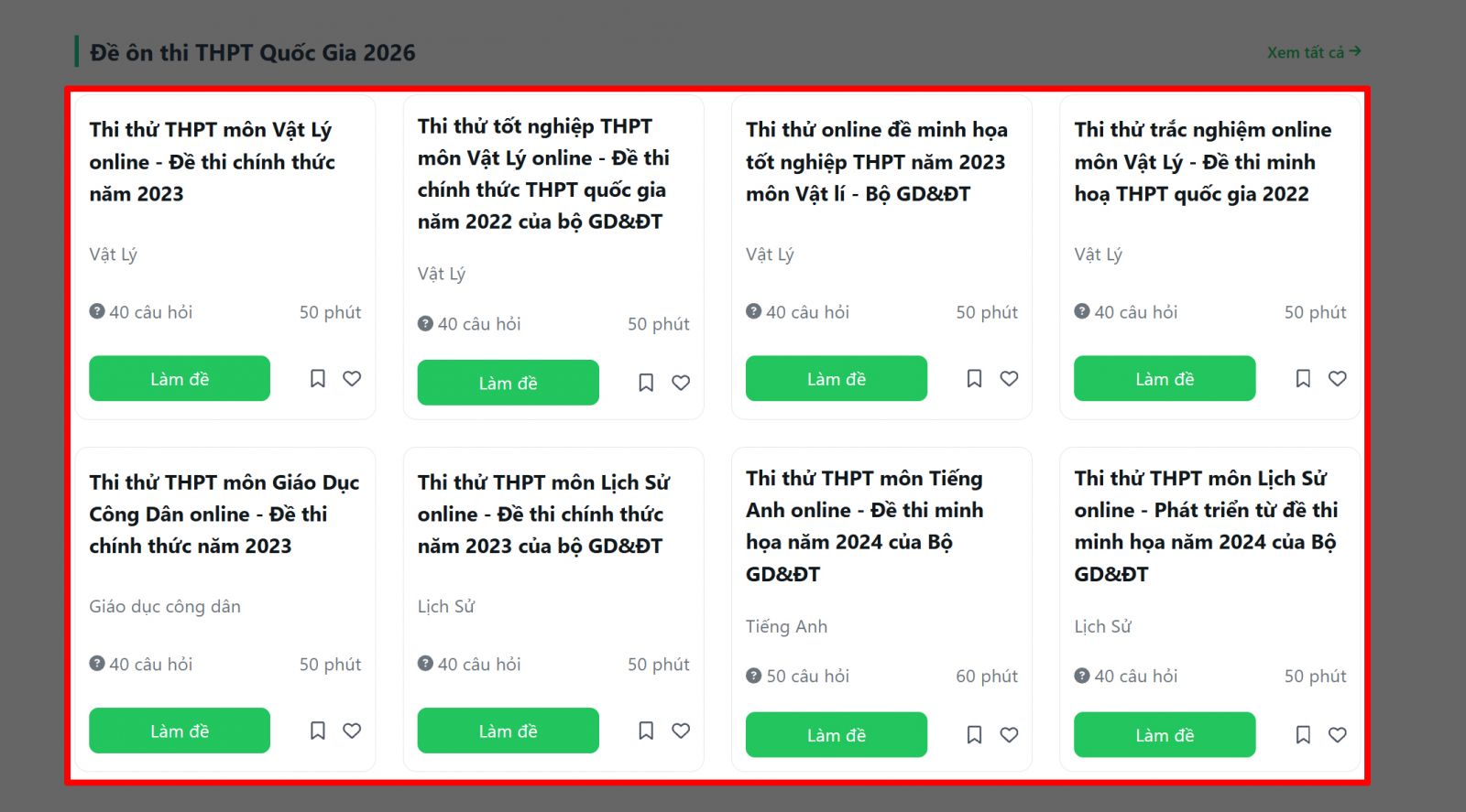 Web thi thử THPT Quốc gia 2026 miễn phí
