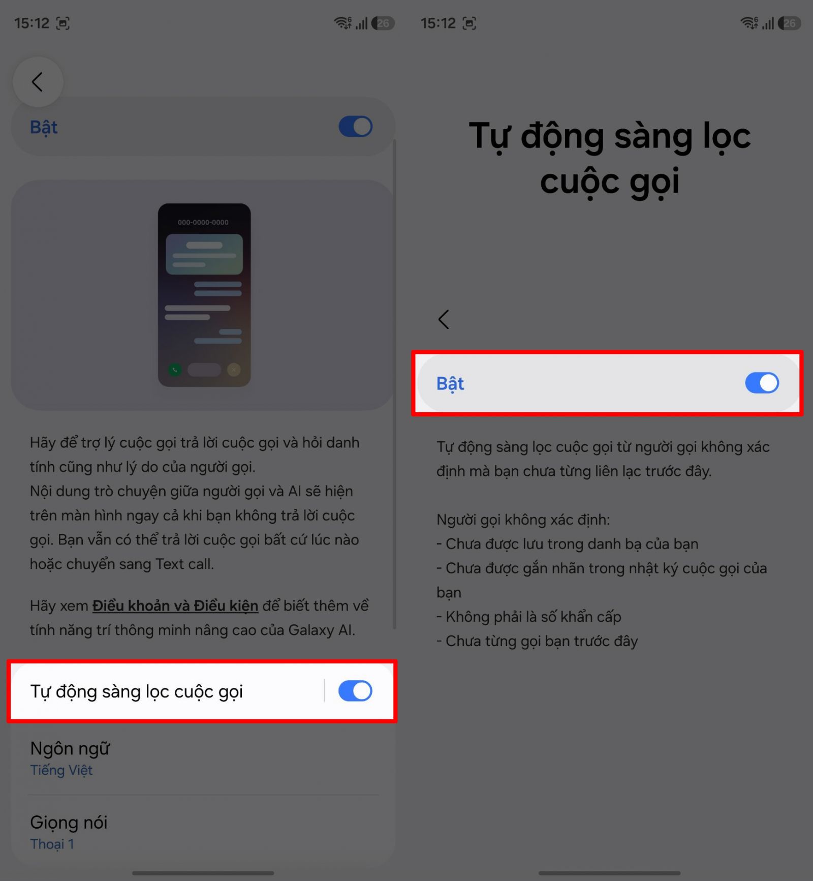 Tránh số lạ lừa đảo trên Samsung Galaxy S26