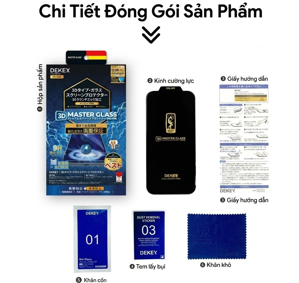 Miếng dán cường lực iPhone 16 Pro Max Dekey Deluxe
