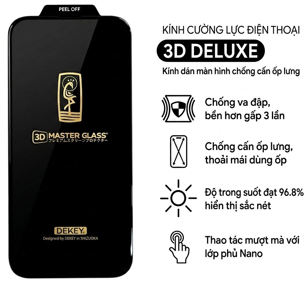  Miếng dán cường lực iPhone 16 Pro Max Dekey Deluxe