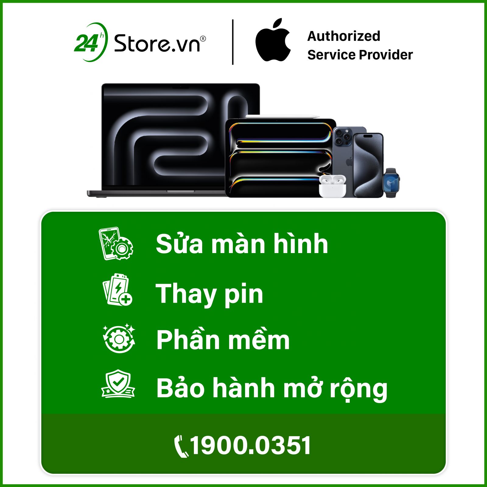 24hStore - Điểm tiếp nhận sửa chữa & bảo hành Apple chính hãng