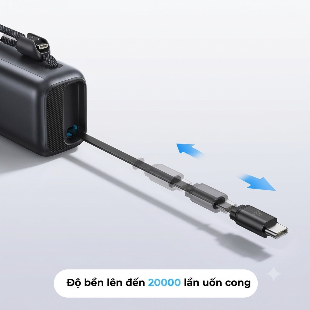 Pin dự phòng Anker Zolo 25000mAh 165W 1C1A tích hợp cáp USB-C A1695