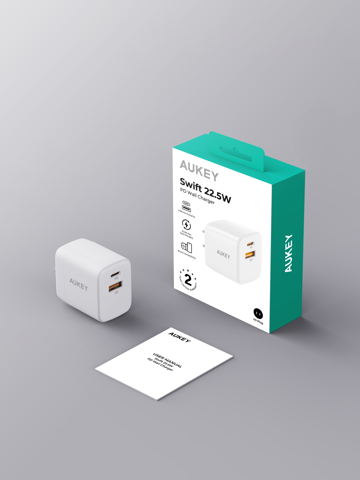 cu-sac-aukey-pa-f2t-wht-22-5w-2