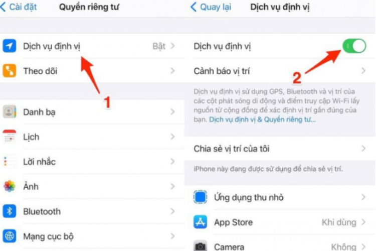 Dịch vụ định vị bạn có thể tắt đi khi không cần thiết