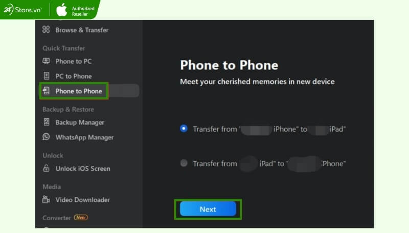 Khởi động EaseUS MobiMover để chuyển dữ liệu từ iPhone qua iPad