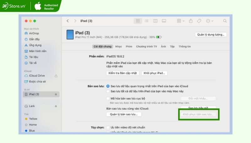 Dùng Finder/iTunes để chuyển dữ liệu từ iPhone sang iPad