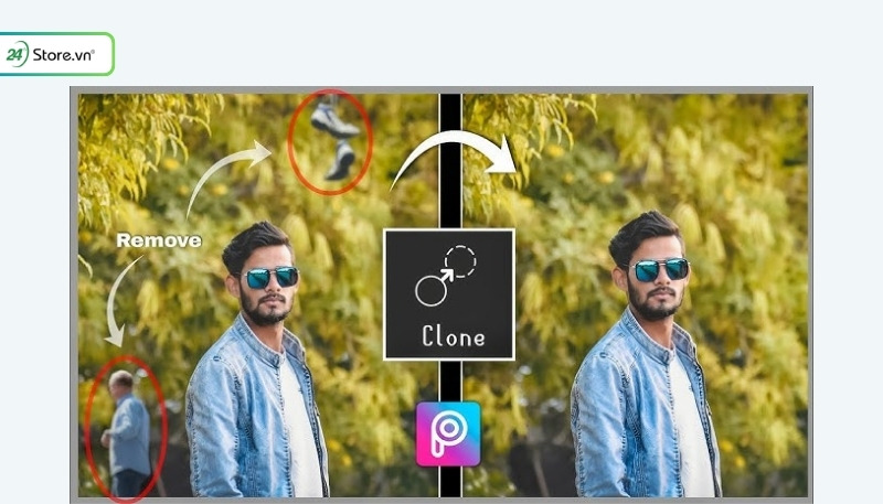 cách xóa vật thừa trên ảnh iphone miễn phí với Picsart