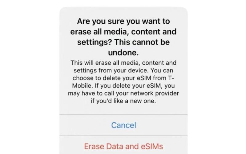 Khôi phục iPhone thì eSIM có bị xóa hay không? 