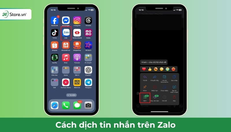Cách dịch tin nhắn tiếng Trung trên Zalo
