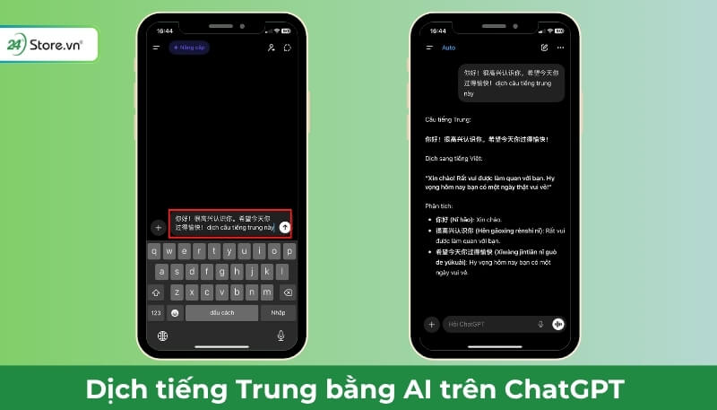 Dùng ChatGPT để dịch tiếng Trung sang tiếng Việt