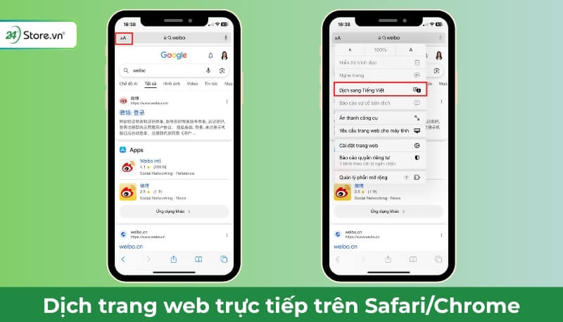 Dịch trực tiếp trang web từ tiếng Trung sang tiếng Việt
