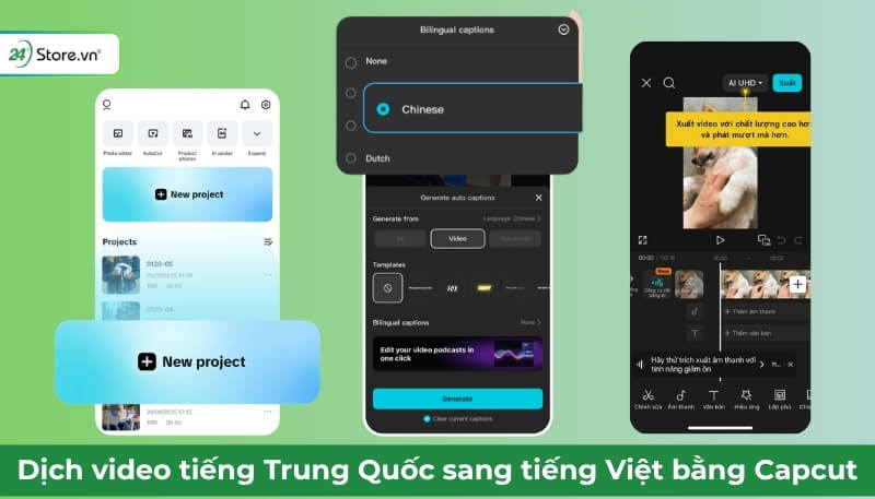 Dịch video tiếng Trung trên Capcut