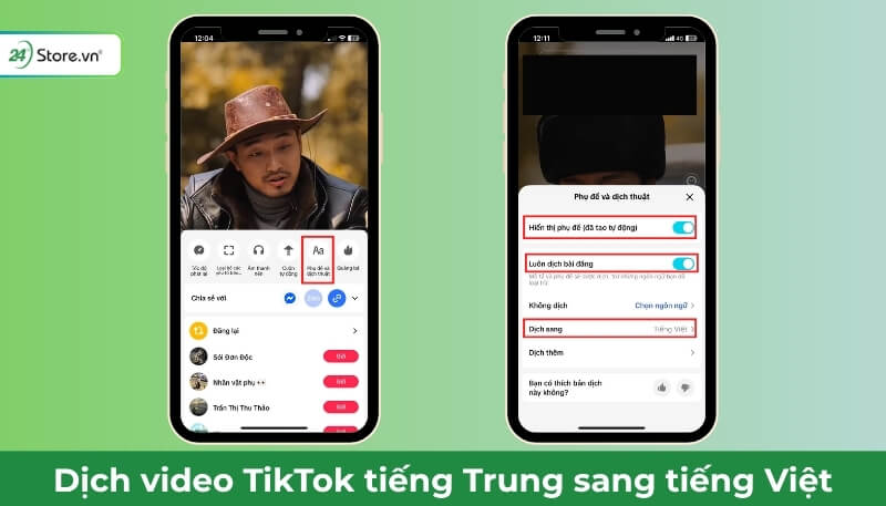 Dịch video tiếng Trung trên Tiktok