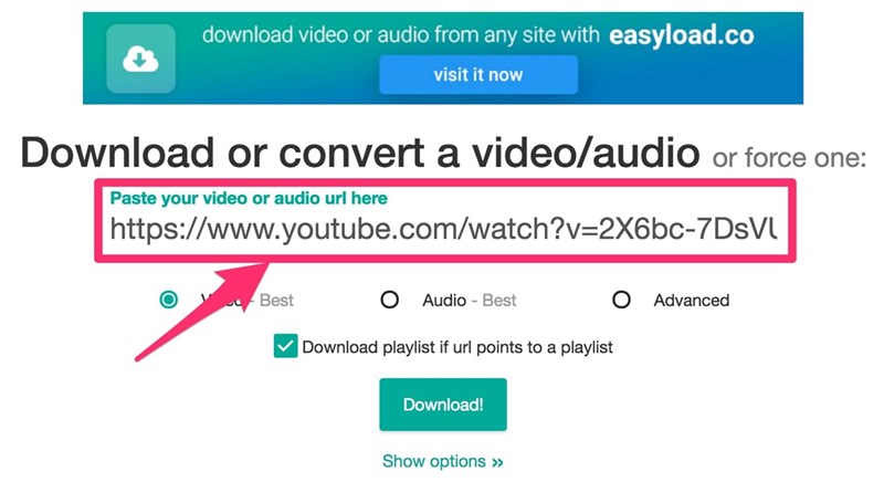 Truy cập vào trang web: https://video-download.online/ , dán link của video cần download dán đường link vào khung
