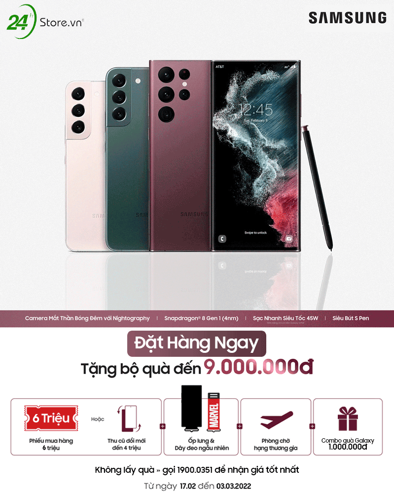 Đặt gạch Samsung Galaxy S22 Series nhận bộ quà 9.000.000đ