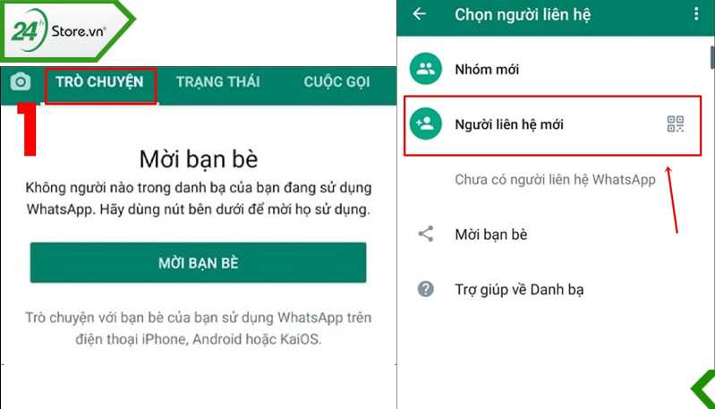 Hướng dẫn kết bạn trên whatsapp bằng điện thoại Android