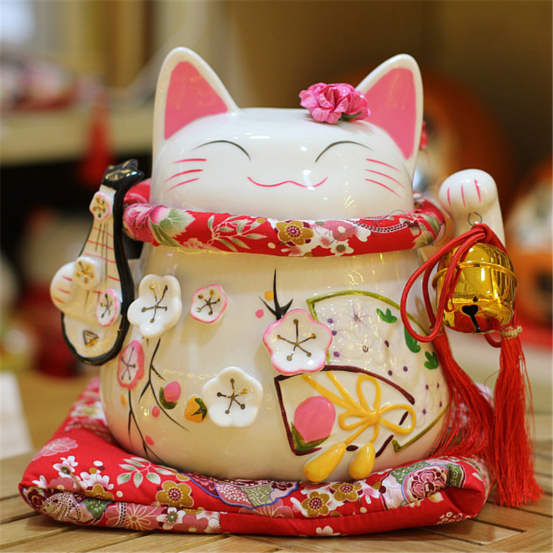 Top hình nền mèo thần tài trắng hồng Nhật Bản may mắn