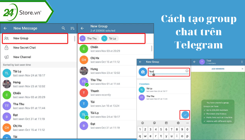 Cách tạo group chat trên Telegram