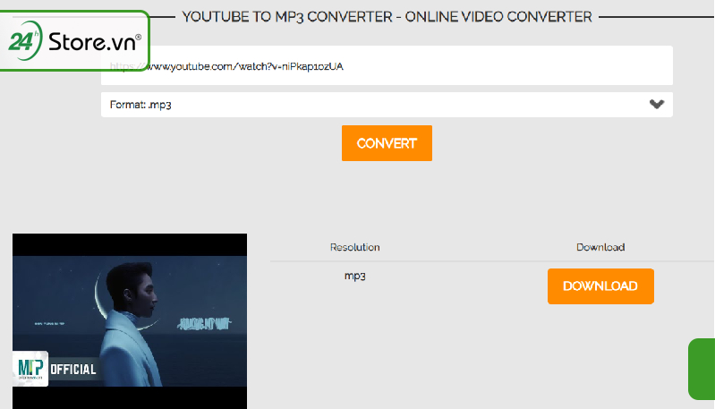 Dán link video chọn Convert