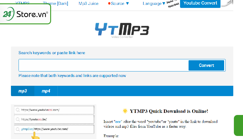 Truy cập vào web YTMP3