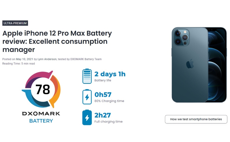 so sánh iPhone XS và iPhone 12 Pro Max Nghiên cứu thời lượng pin của iPhone 12 Pro Max của DxO Mark